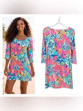 Lilly Pulitzer Sophia Dress Seaside Aqua Small Beach Coastal Resort Tropical